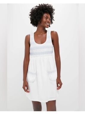 Tuckernuck White Smocked Susannah Mini Dress. Size small. New with tags.